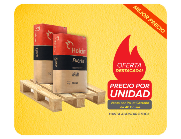 Cemento Holcim 50kg - Precio por Bolsa - Venta Pallet Cerrado